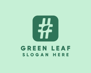 Green Leaf Hashtag  logo design