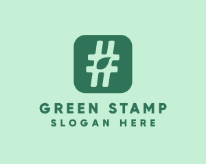 Green Leaf Hashtag  logo design