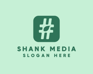 Green Leaf Hashtag  logo design