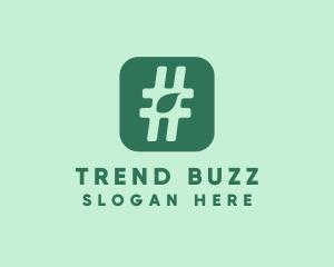 Green Leaf Hashtag  logo