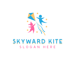 Children Kite Flying logo design