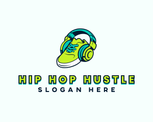 Hip Hop Headset Sneakers logo design