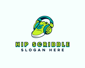 Hip Hop Headset Sneakers logo design