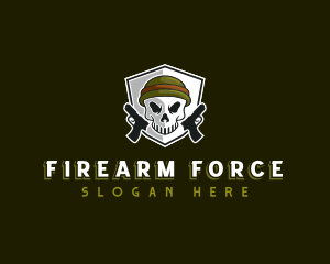 Skull Pistol Handgun logo design