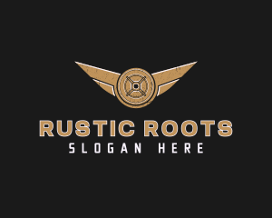 Rustic Wing Barbell logo design