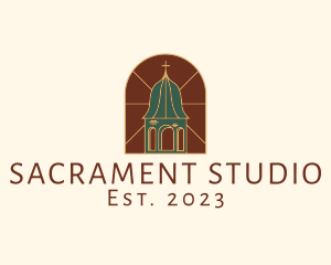 Stained Glass Church Tower logo design