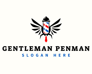 Gentleman Barber Pole Wings logo design