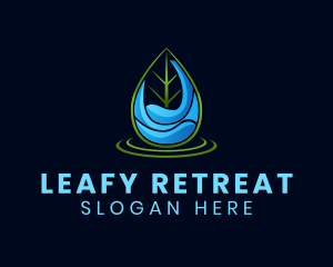 Wellness Leaf Droplet logo design