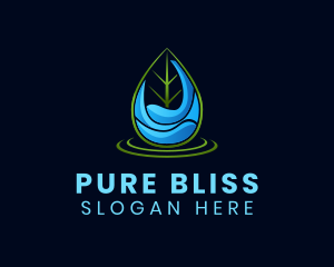 Wellness Leaf Droplet logo design