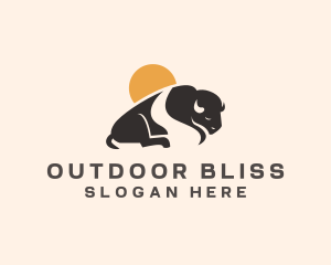 Sleeping Buffalo Bison Nature logo design