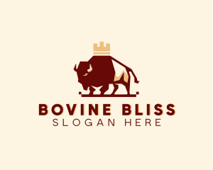 Crown Bison Animal logo design