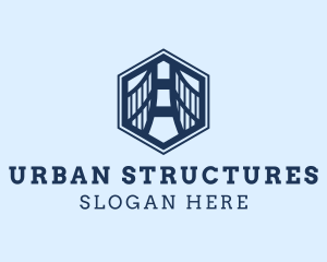 Blue Bridge Structure  logo design