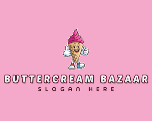 Cream Gelato Cartoon logo