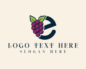 Fresh Grapes Letter E Logo