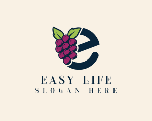 Fresh Grapes Letter E logo design