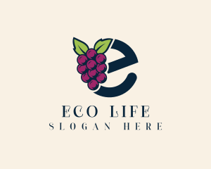 Fresh Grapes Letter E logo design