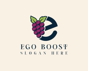 Fresh Grapes Letter E logo design