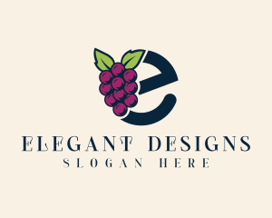 Fresh Grapes Letter E logo design