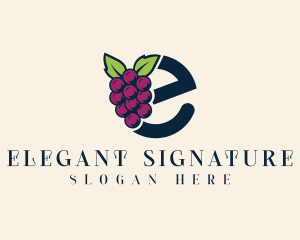 Fresh Grapes Letter E logo design