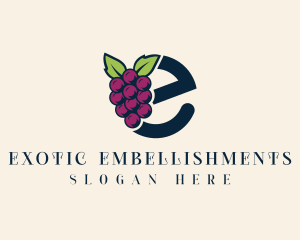 Fresh Grapes Letter E logo design