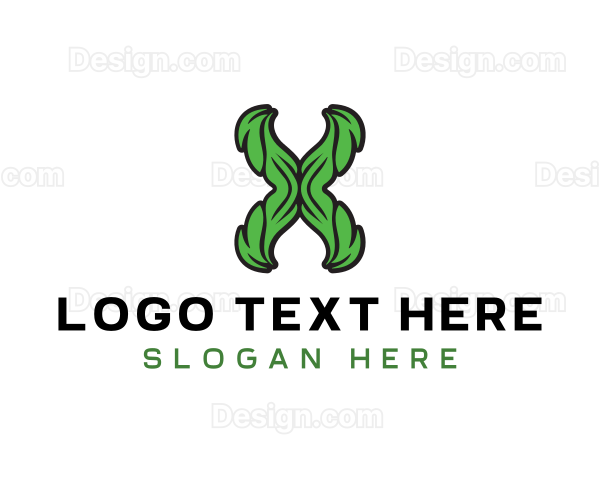 Green Natural Letter X Logo