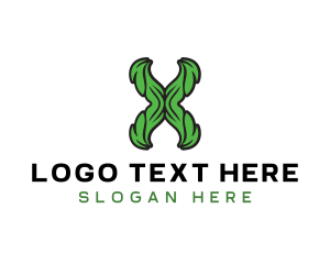 Green Natural Letter X Logo