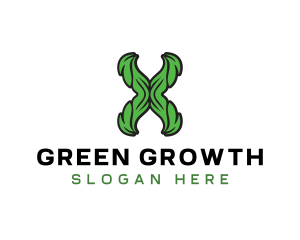 Green Natural Letter X logo