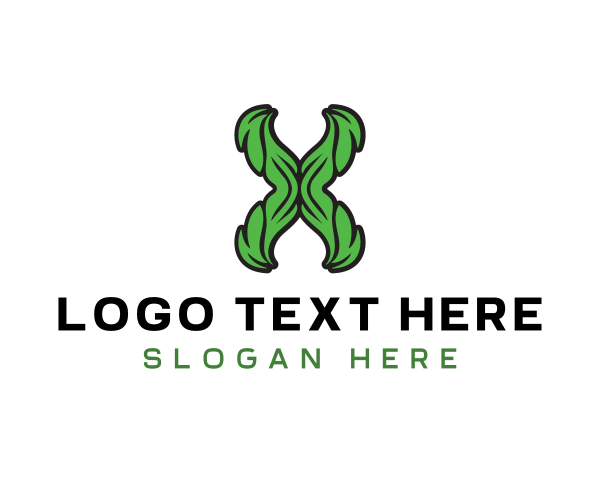 Green Natural Letter X logo