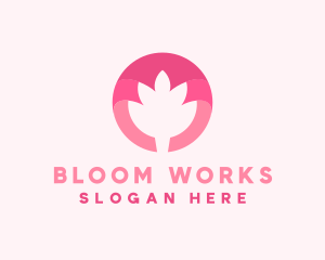 Pink Lotus Flower Bud logo design