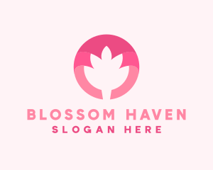 Pink Lotus Flower Bud logo design