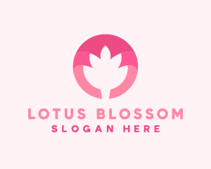 Pink Lotus Flower Bud logo design