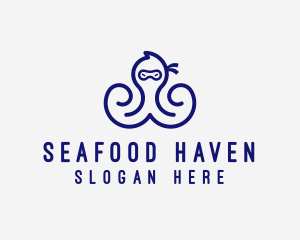 Seafood Ninja Octopus  logo design