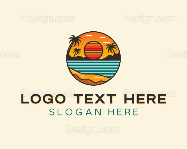 Beach Resort Travel Logo