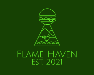 Neon Green Chicken Burger  logo design