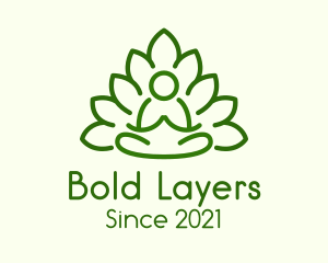 Leaves Meditating Figure logo design