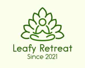 Leaves Meditating Figure logo design