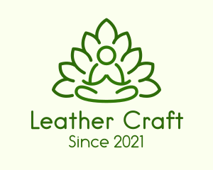 Leaves Meditating Figure logo design