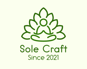 Leaves Meditating Figure logo design