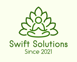 Leaves Meditating Figure logo design