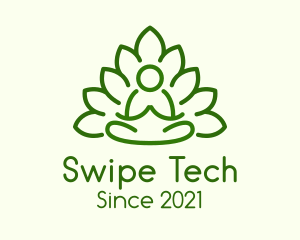 Leaves Meditating Figure logo design