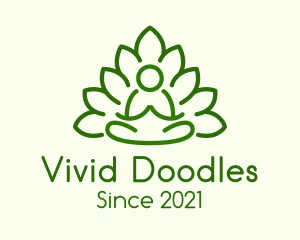 Leaves Meditating Figure logo design