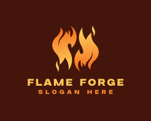 Grill Fire Flame logo design