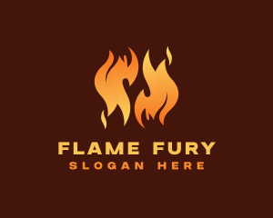 Grill Fire Flame logo design