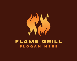 Grill Fire Flame logo design