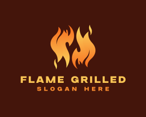 Grill Fire Flame logo design