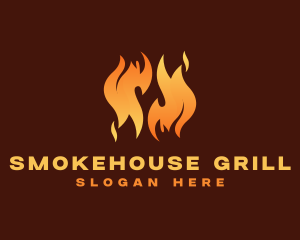 Grill Fire Flame logo design