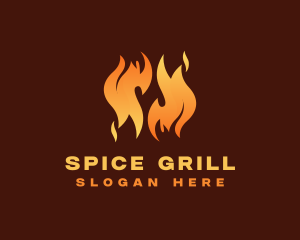 Grill Fire Flame logo design