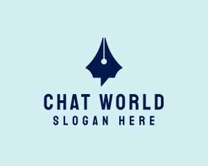 Blue Writer Chat logo design