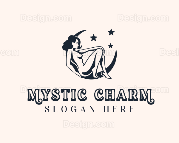 Moon Sexy Woman Body Logo