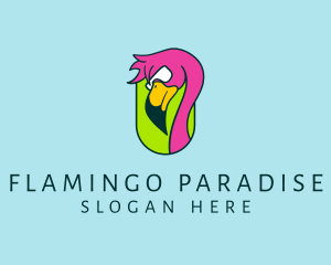 Wild Flamingo Bird  logo design